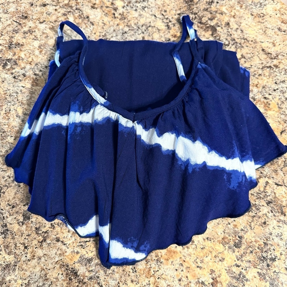 NWOT A Byer Blue Tie-Dye Maxi Dress Ruffled Top Size Medium - Picture 11 of 14